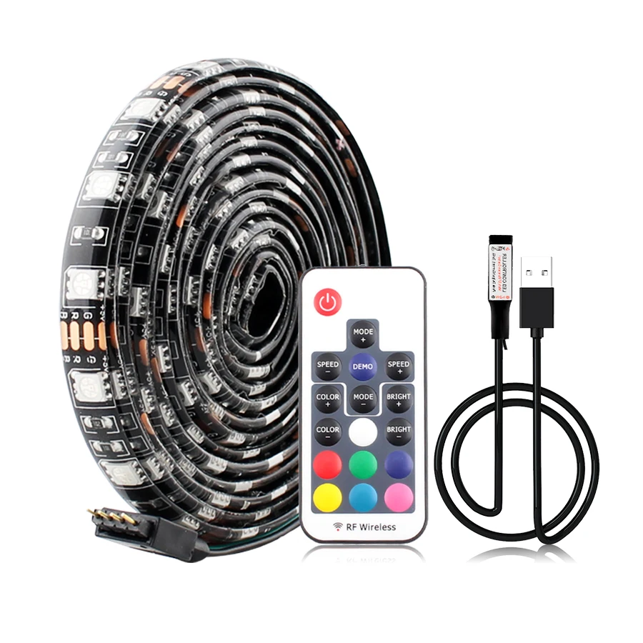 

5V USB LED Strip 5050 Lamp Tape RGB Backlight TV USB Led Strip Lamp Waterproof 5 V 60Led/m 1m RGB With 3Key 17Key Remote Control