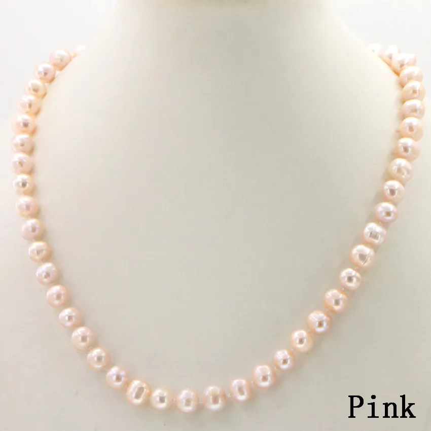 8-9mm Necklace Ювелирные изделия из натурального жемчуга,, красивые ювелирные изделия! Горячая Новая мода 8-9 мм Белый Пресноводный Культивированный жемчуг ожерелье 1" женщина - Окраска металла: 8-9mm Necklace
