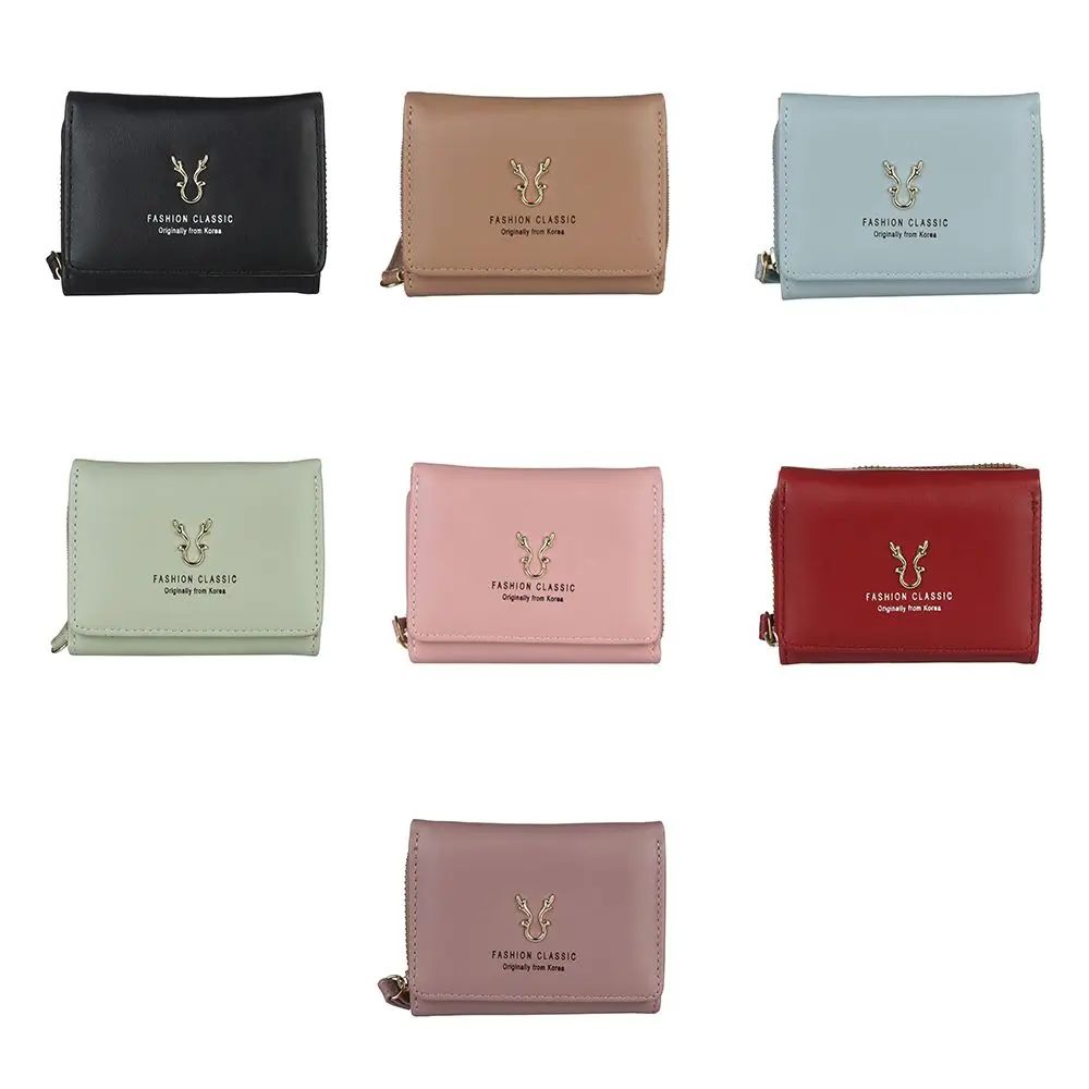 

Mini Multiple Card Slots PU Leather Women Girl Gift Short Coin Purse Short Women Purse Wallet Hasp Clutch Zipper