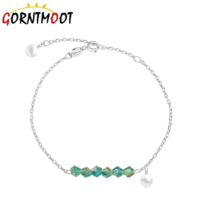 Серебряный браслет на ногу трендовый круглый жемчужный для ног с украшением в