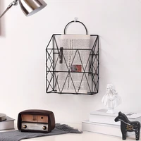 1pc rack net iron desk magazine newspaper organizer holder nordic metal storage basket fashion wall hanging storage