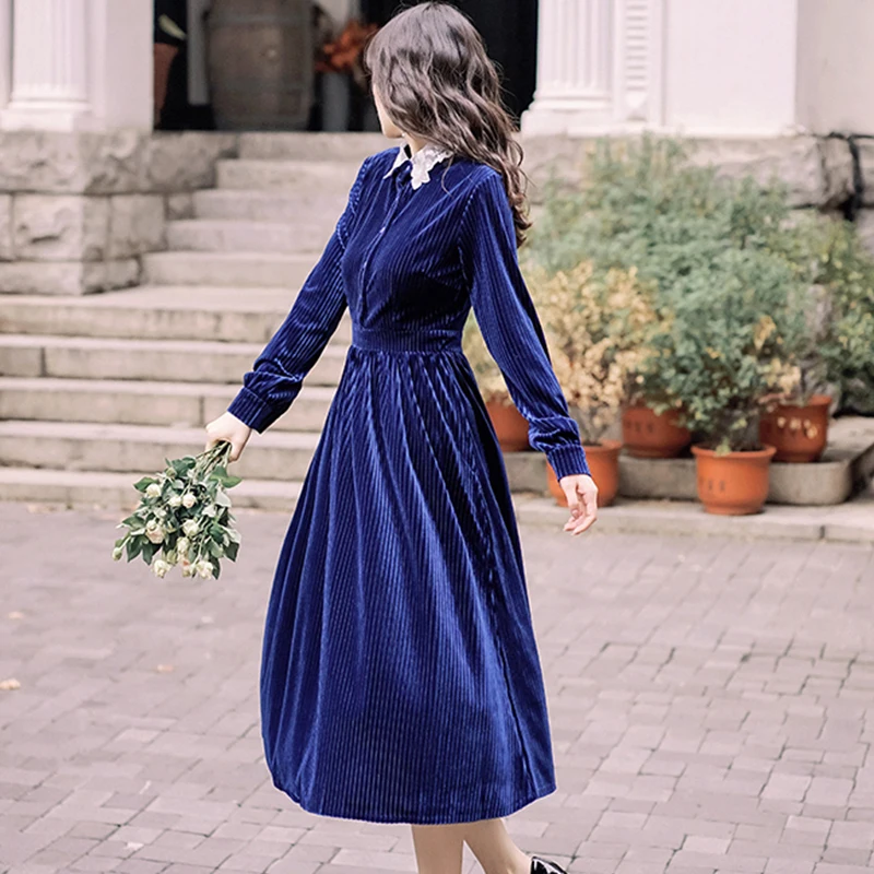 Новинка 2019 модное женское винтажное длинное платье на осень и зиму | Женская