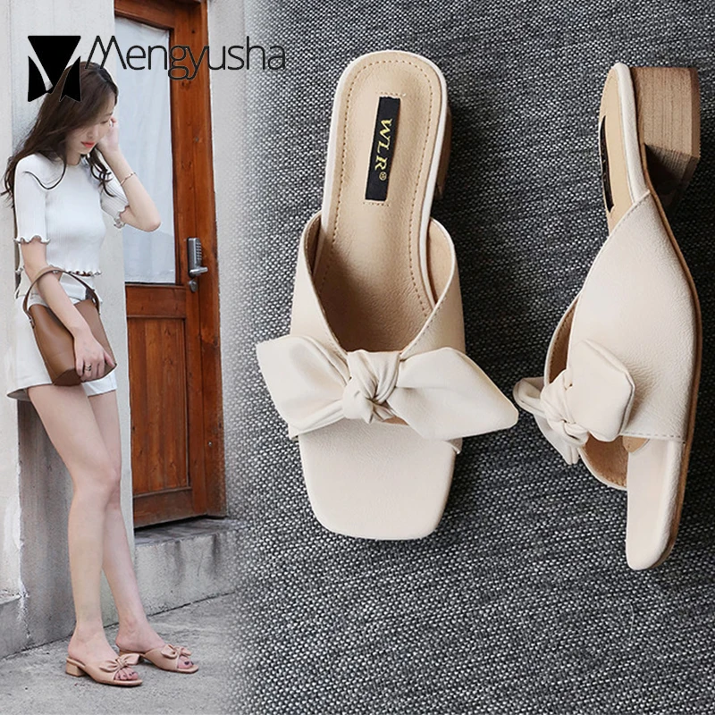 2020 с прелестным узлом-бабочкой петлей на пятке Женские босоножки Открытый носок