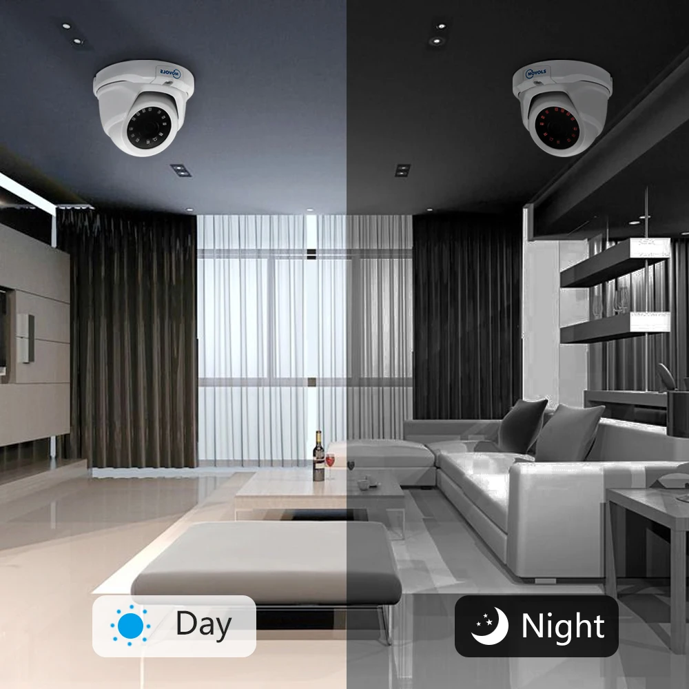 MOVOLS CCTV 1080P 4 шт. камера, система видеонаблюдения, 8 каналов, камера для внутреннего/наружного наблюдения, набор ночного видения, 8 каналов, 2 МП, DVR комплект