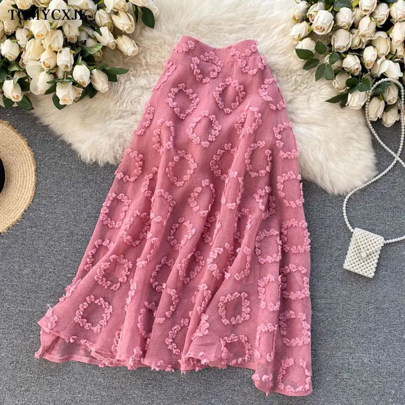 

2021 Vintage Floral Summer Women Long Skirt Korean Fashion Casual A Line Pleated Skirt Loose High Waist Harajuku Women's Skirts