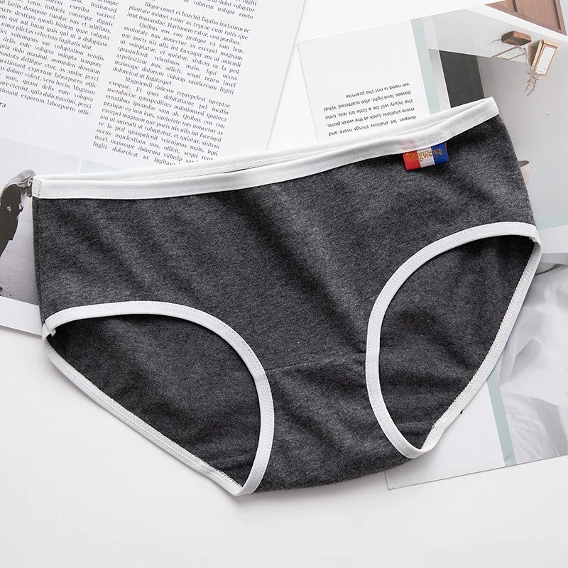 1pcs Women Briefs Cotton Sexy Panties Solid Color Fashion Girl Lovely Ladies Cartoon Cute Soft Plus Size Lingerie | Женская одежда