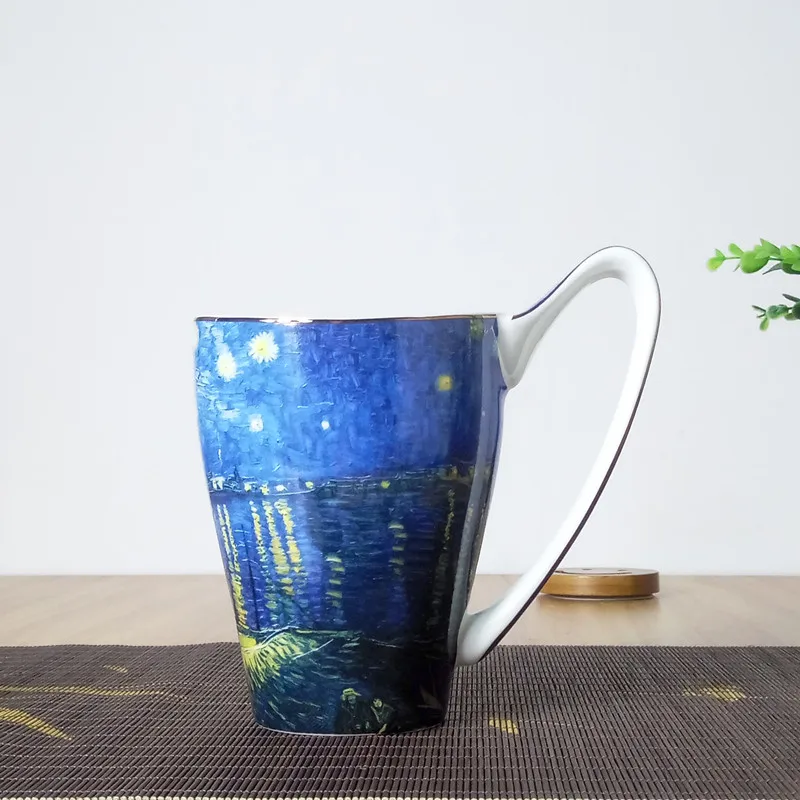 

1Pcs Classical Lovers Cup Creative Coffee Mug Fashion Floral Pattern Breakfast Milk Cup Ceramics Cup Office Drinkware 5ZDZ316