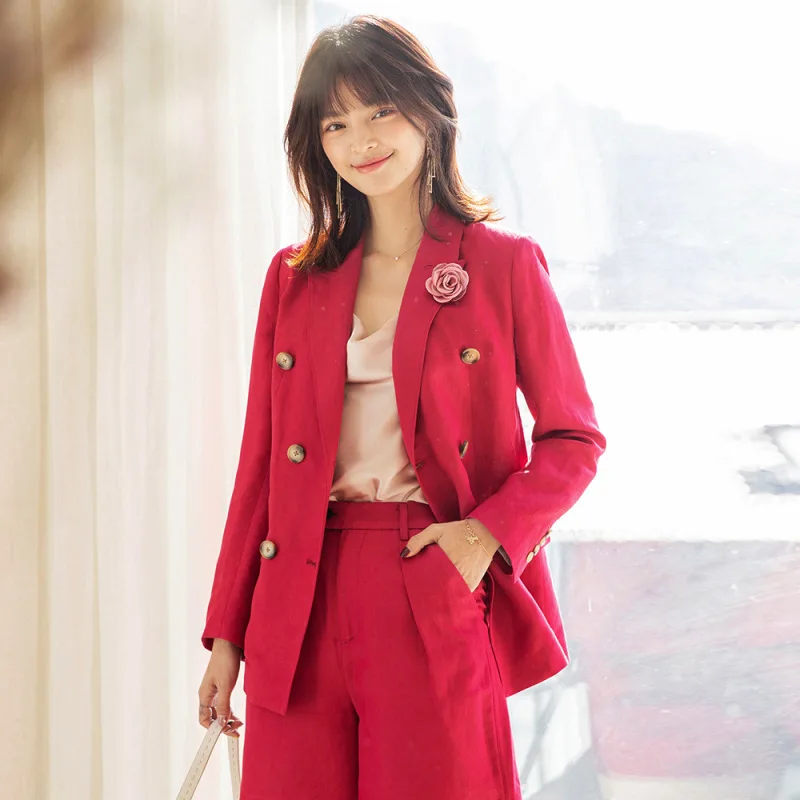 

Women's Spring and Autumn New French Commuter Thin Linen Suit Mid-length Loose Casual Jacket