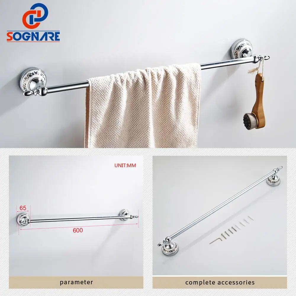 sognare 6pcs bathroom accessories single towel bar robe hook paper holder cup holdersoap box set bath hardware sets d1900 free global shipping