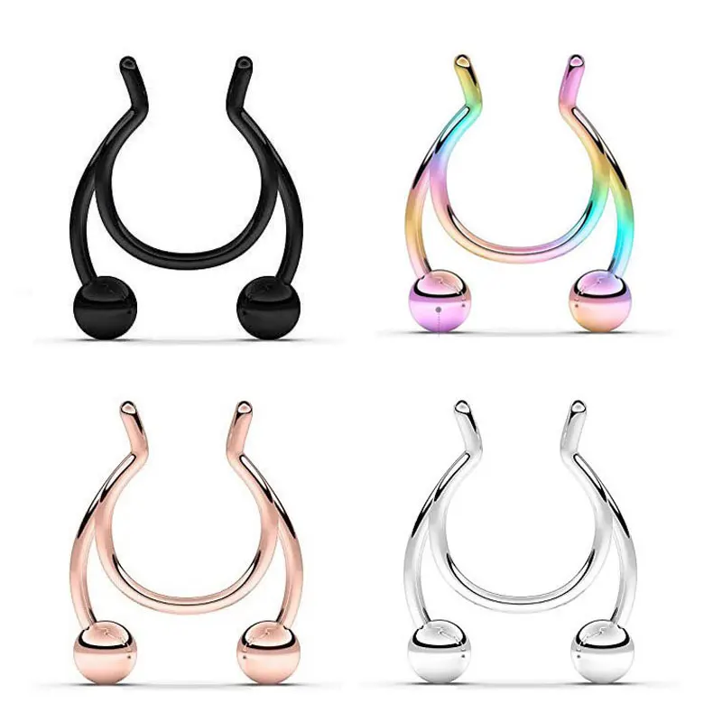 

Fake Nose Chain Ring Hip Hoop Non Fake Piercing Nose Septum Snag Ring Goth Magnet Nose Punk Body Jewelry Unusual Costume Jewelry