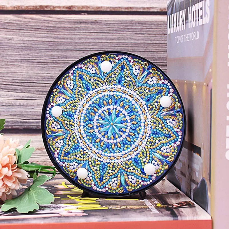 Сделай сам алмазная живопись мандала форма диска ночник светильник Полный алмаз