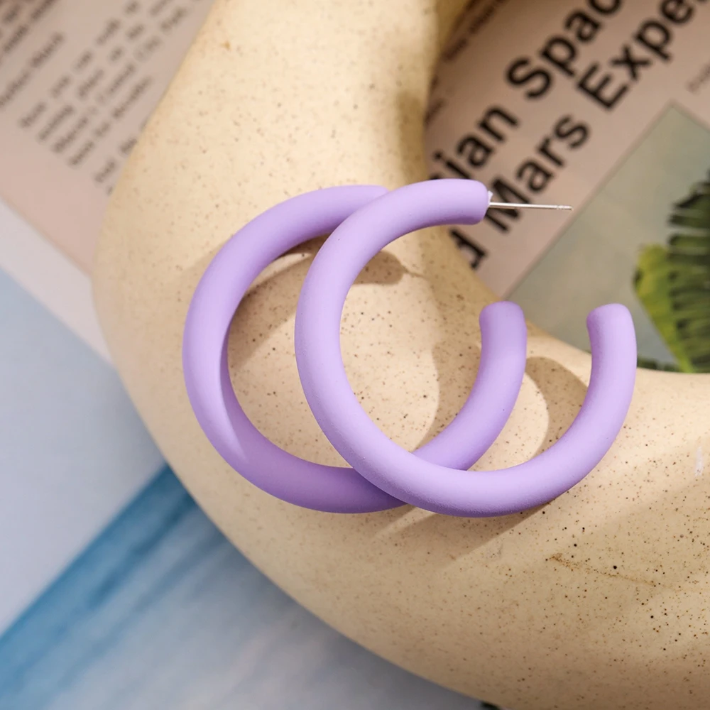 FAMSHIN Простые Модные яркие цветные C-образные большие серьги для женщин и девушек