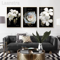 black white flowers poster gold luxury canvas print modern home decor wall art painting nordic decoration picture living room