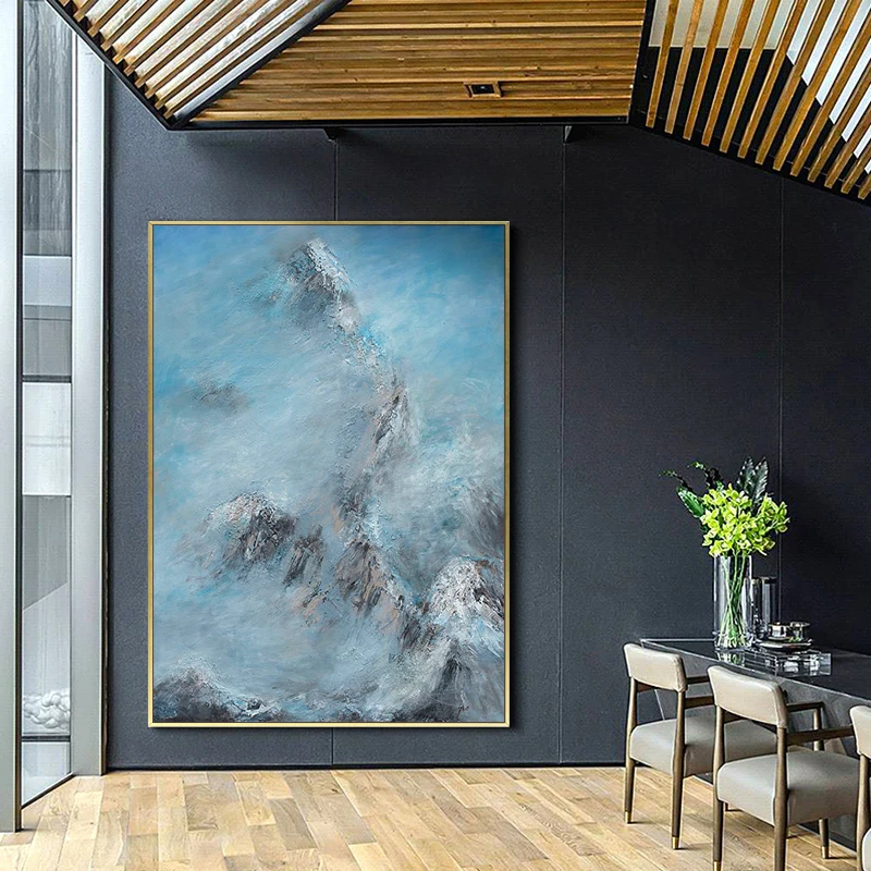 

Cuadros Para Salon Decoracao Para Sala Wall Decor Living Room Abstract Blue Mountain Canvas Oil Painting Hand Painted No Framed