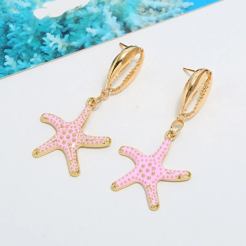 Модные дизайнерские серьги-гвоздики в виде океана золотые металлические