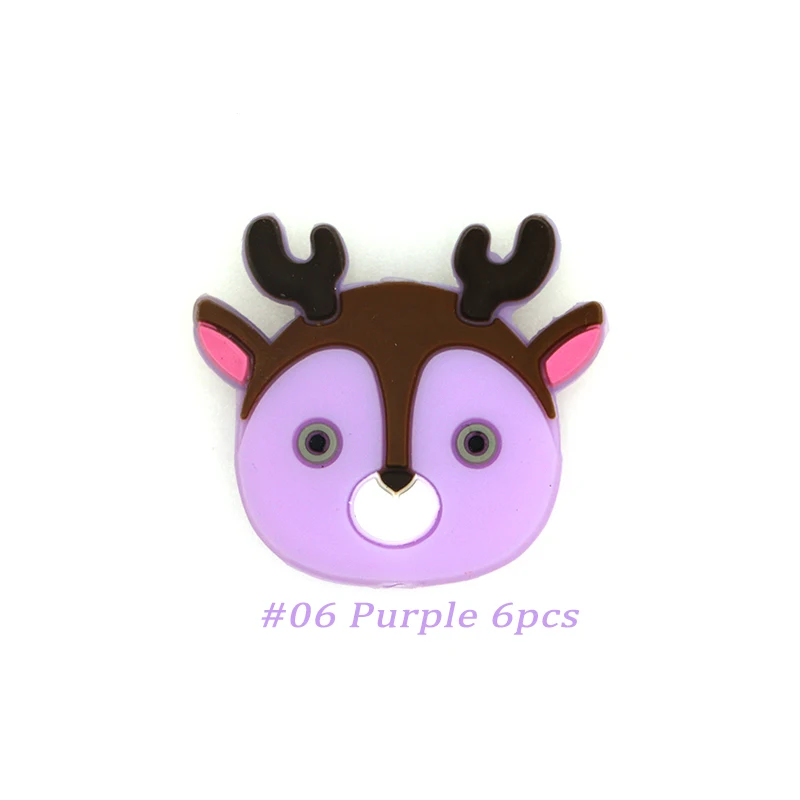 Purple 6pcs Kovict 6/10 шт., маленького размера, круглой формы с диаметром 32 мм силиконов бусов маленький олень Круглые бусины для силиконовый Прорезыватель для зубов Еда Класс Грызуны DIY ребенка режутся зубы игрушки - Цвет: Purple 6pcs