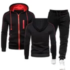 Костюм спортивный мужской из 2 предметов, толстовка на молнии и штаны, Повседневная модная одежда, осень-зима