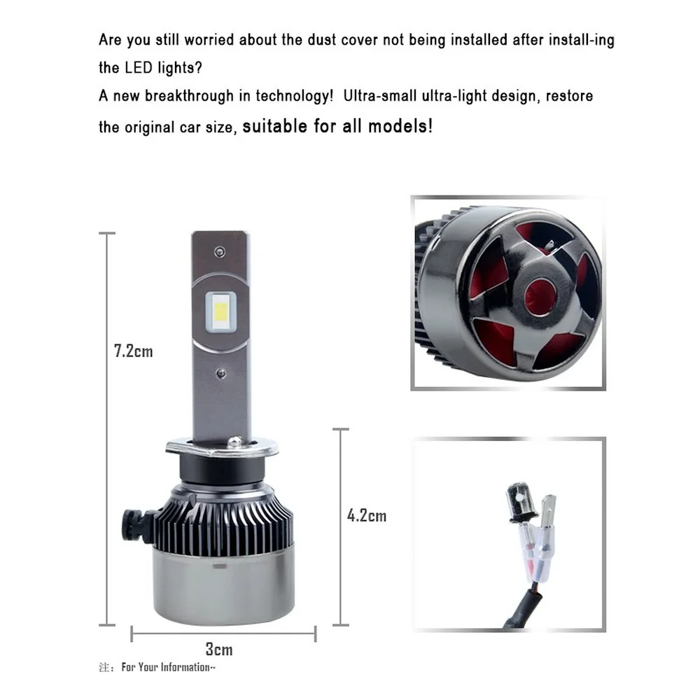 

Автомобильная светодиодная лампа для фар H1 H7 H4 H8 H9 H11 9005 9006 80 Вт 6000 лм K