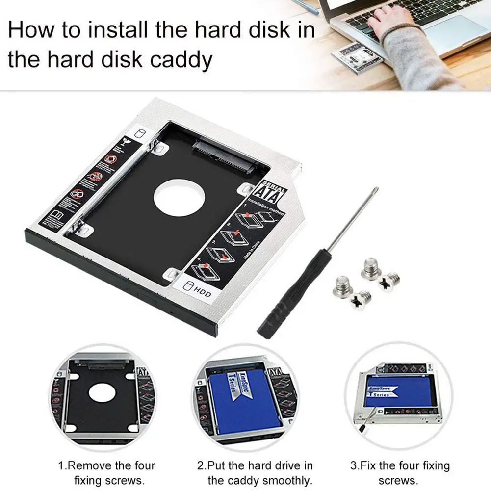 SATA 2-й HDD HD корпус жесткого диска Caddy чехол лоток универсальный для 12 7 мм ноутбука