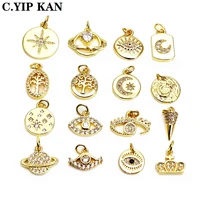 starry sky universe small pendant magic eye small tree charm micro zircon gold plated pendant diy bracelet necklace accessories