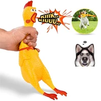 pets dog toys screaming chicken squeeze sound toy for dogs super durable funny squeaky yellow rubber chicken dog chew toy