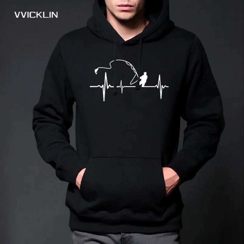 

Birthday Gifts For Dad Father Fisherman Heartbeat Funny Hoodies Fish Accessories Present Fleece Long Sleeves Sweatshirt