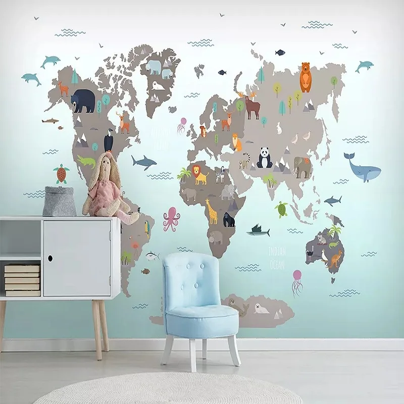 Большие настенные 3D обои на заказ красивая сказочная карта мира детская спальня