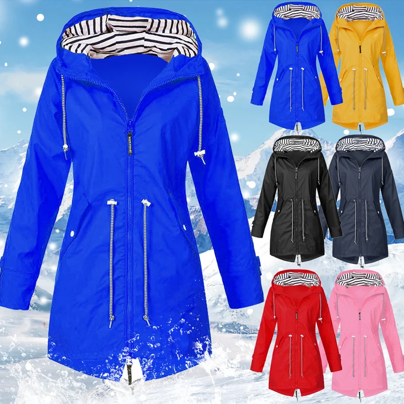 Autumn Zipper Windbreaker Women Windproof Jacket Outdoor Sporting Hiking Coat Camping Plus Size |