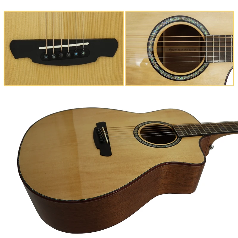 Aiersi бренд все твердые ель Топ из красного дерева корпус акустическая гитара с