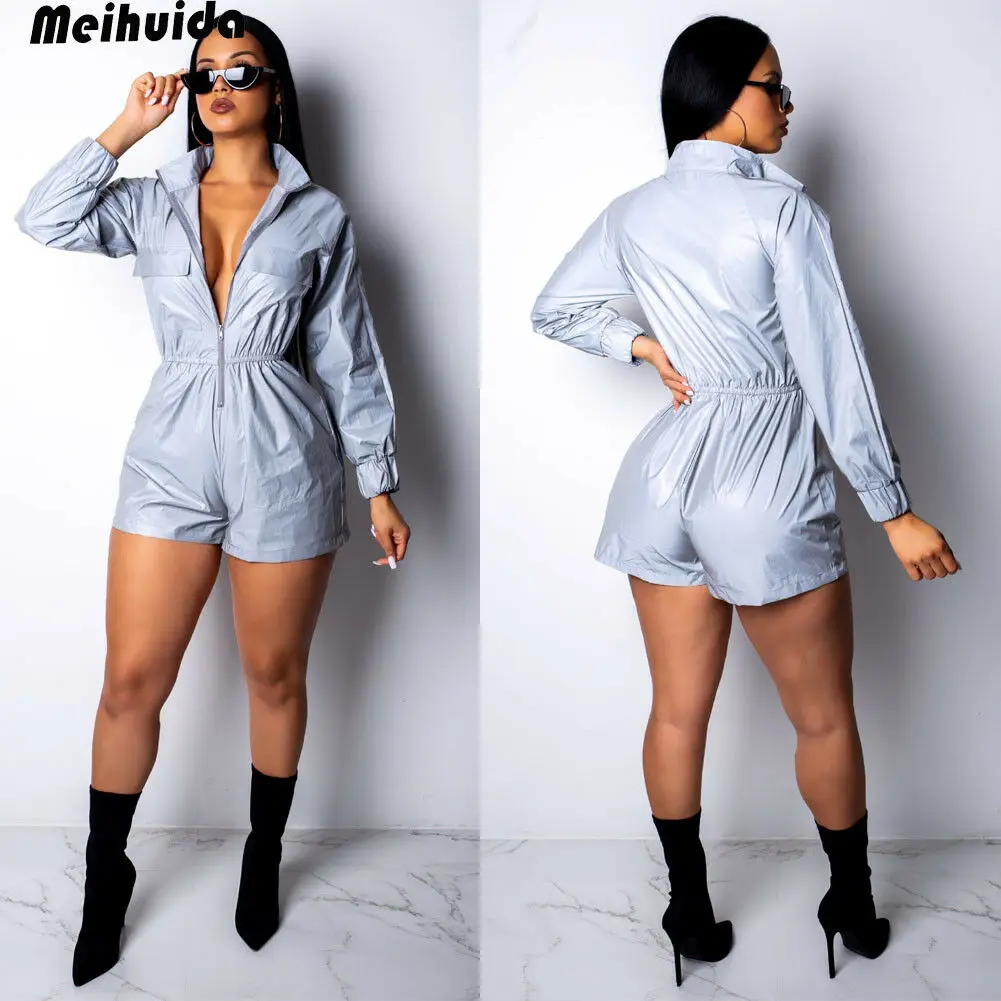 

Autumn Reflective Two Piece Set Drawstring Crop Top and Pants Hip Hop Club Festival Outfit Tracksuit Joggers Suit Playsuit