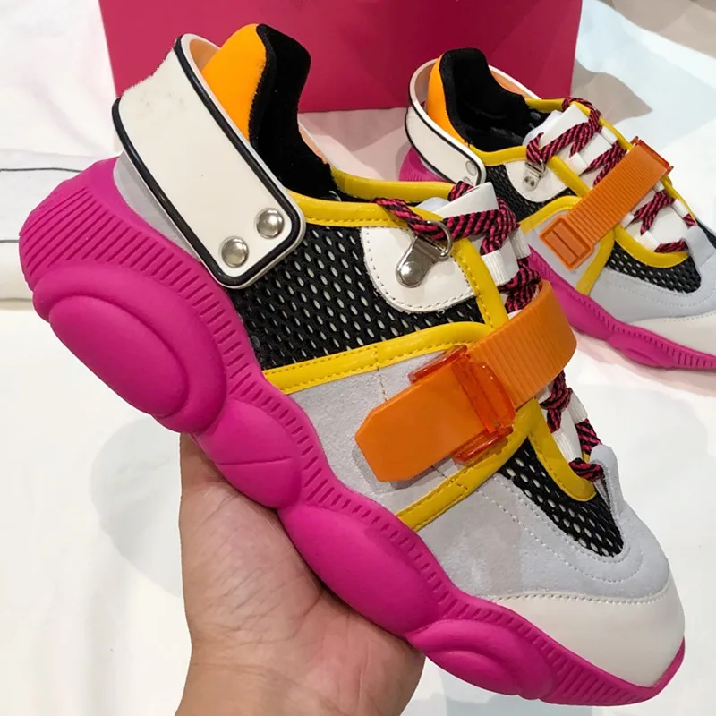 

Mesh Woman Shoes Lace-Up Round Toe Sneakers Women Mixed Colors Zapatos De Mujer Casual Shoes Female Breathable Shoes 2021 Hot