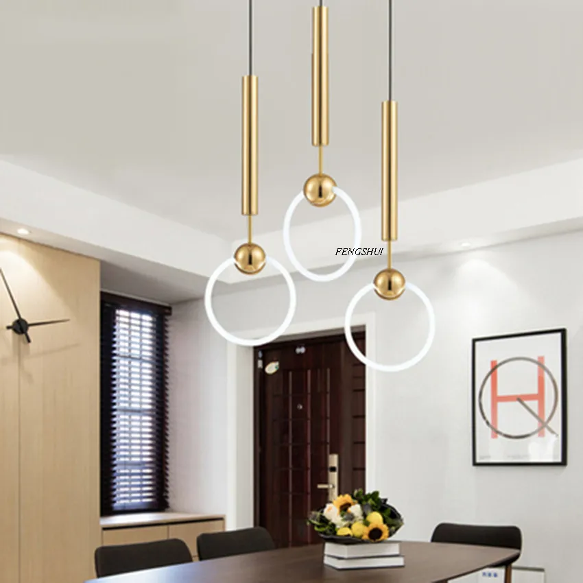 Современный светодиодный подвесной светильник с одним металлическим кольцом s