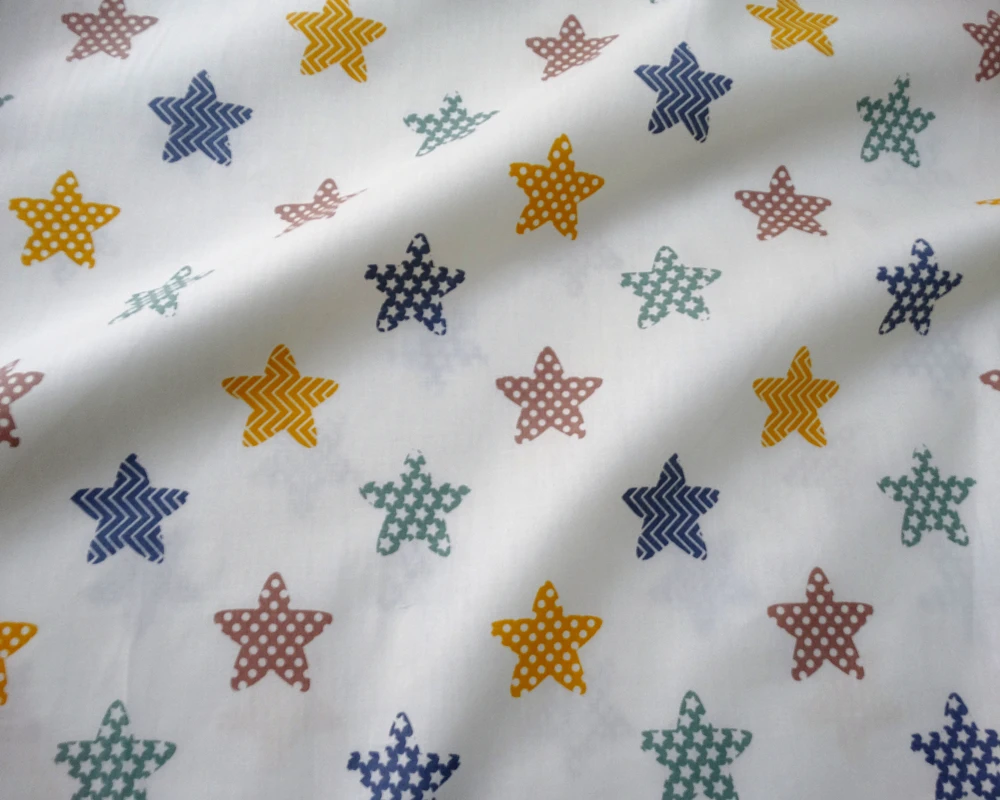100% Cotton Twill Print for DIY Handmade Sewing Home Textile Child Dress Making Woven Soft Fabric Truck and Star Cotton Fabric images - 6