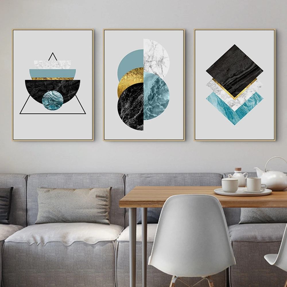 Скандинавский геометрический круг холст картина настенная Художественная
