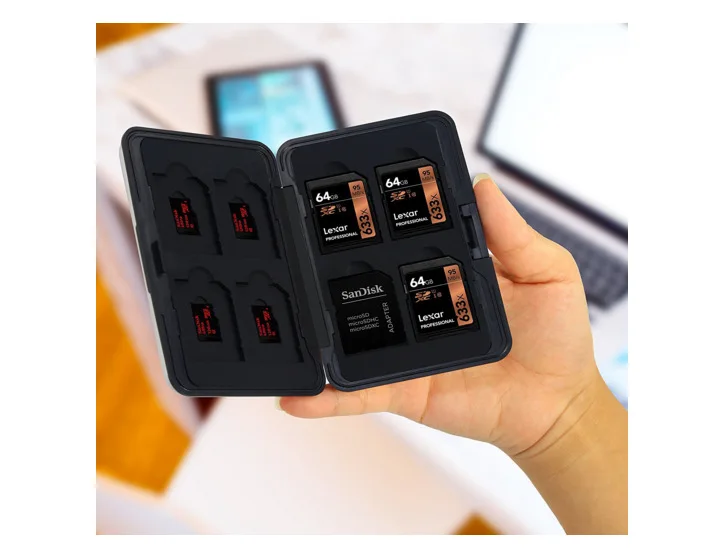 Новый портативный черный алюминиевый чехол для карты памяти 16 слотов (8 + 8) Micro SD SDHC