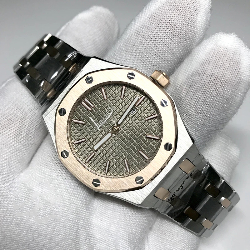 

Limited 1 piece Clear inventory big discount AAA quality luxury QUARTZ watch 33mm women yellow gold case black dial watches
