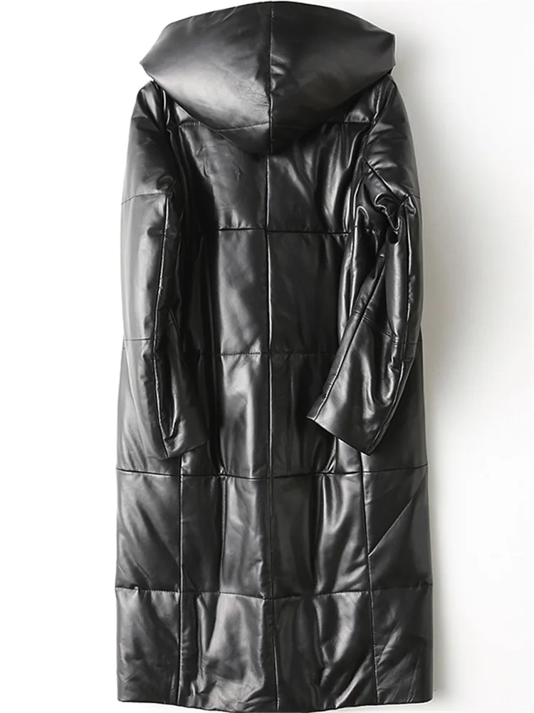 Женская куртка из натуральной кожи длинный пуховик овчины теплая Толстая с