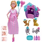 2021 модная шарнирная кукла для беременных мам 11,5 дюйма30 см + домик для щенка + мини-котенокщенокДетская игрушка подарок аксессуары