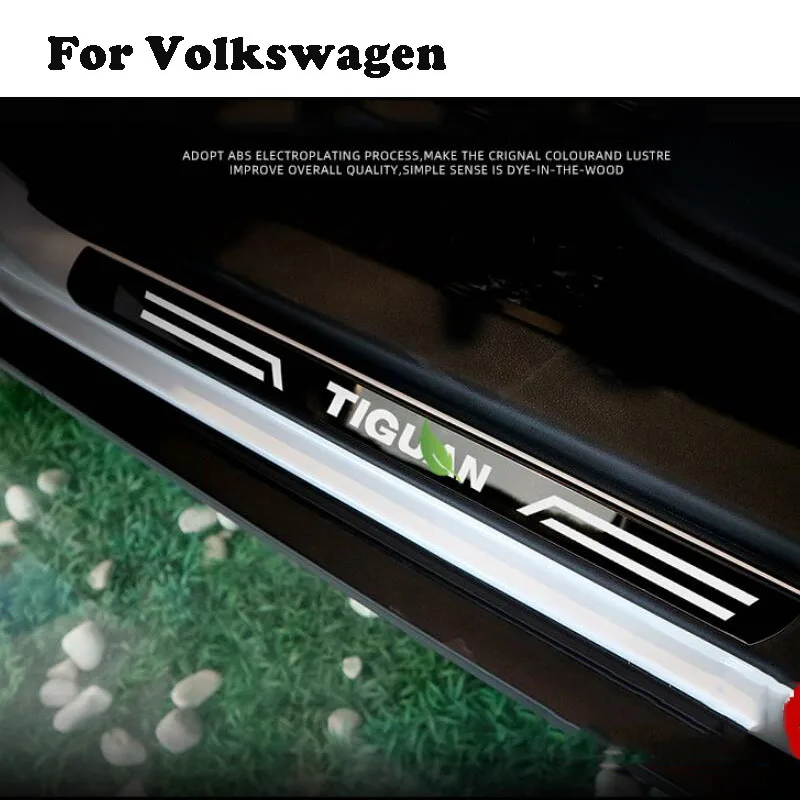 4 шт. Автомобильная наклейка Накладка на порог из нержавеющей стали для Volkswagen Tiguan