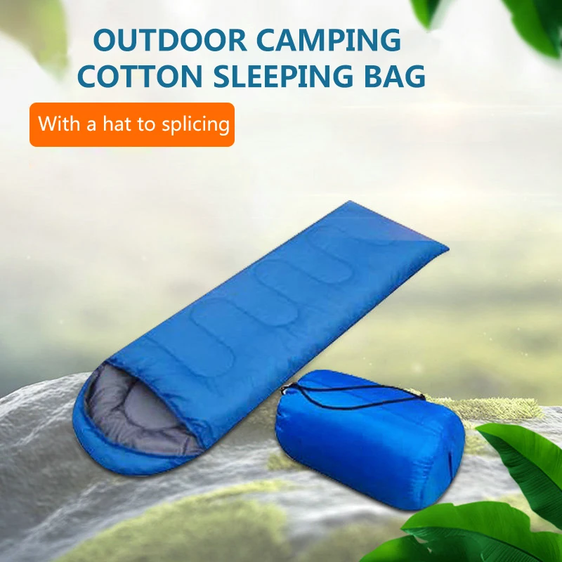 

Adult Envelope with Hood Cotton Sleeping Bag Travel Outdoor Camping Sleep Bag with Compression Stuff Sack 3 Season Sleeping Bags