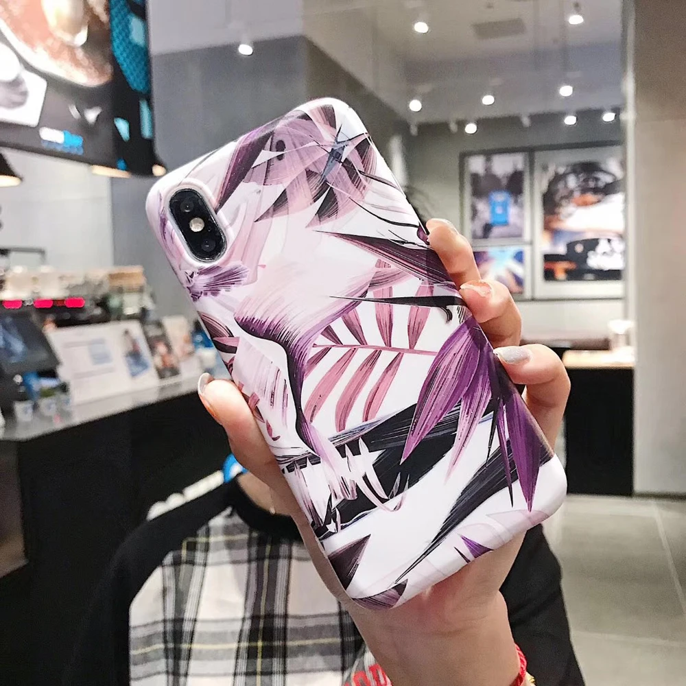 Eqvvol чехол с банановым листом и цветами для iPhone 11 Pro Max XS XR X Ретро Чехол цветочным