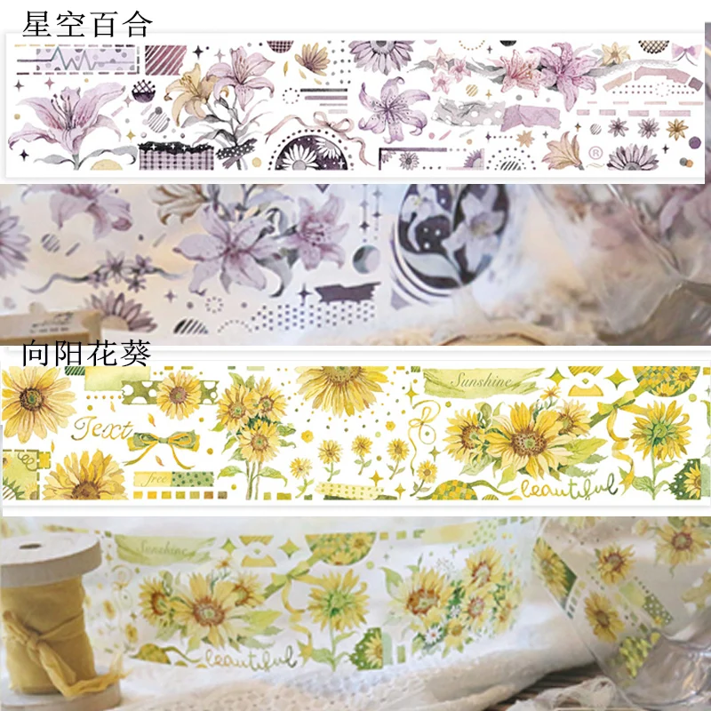 

1 Loop 5.5 x 90cm Starry Sky Lily Sunflower Washi Tape Crystal