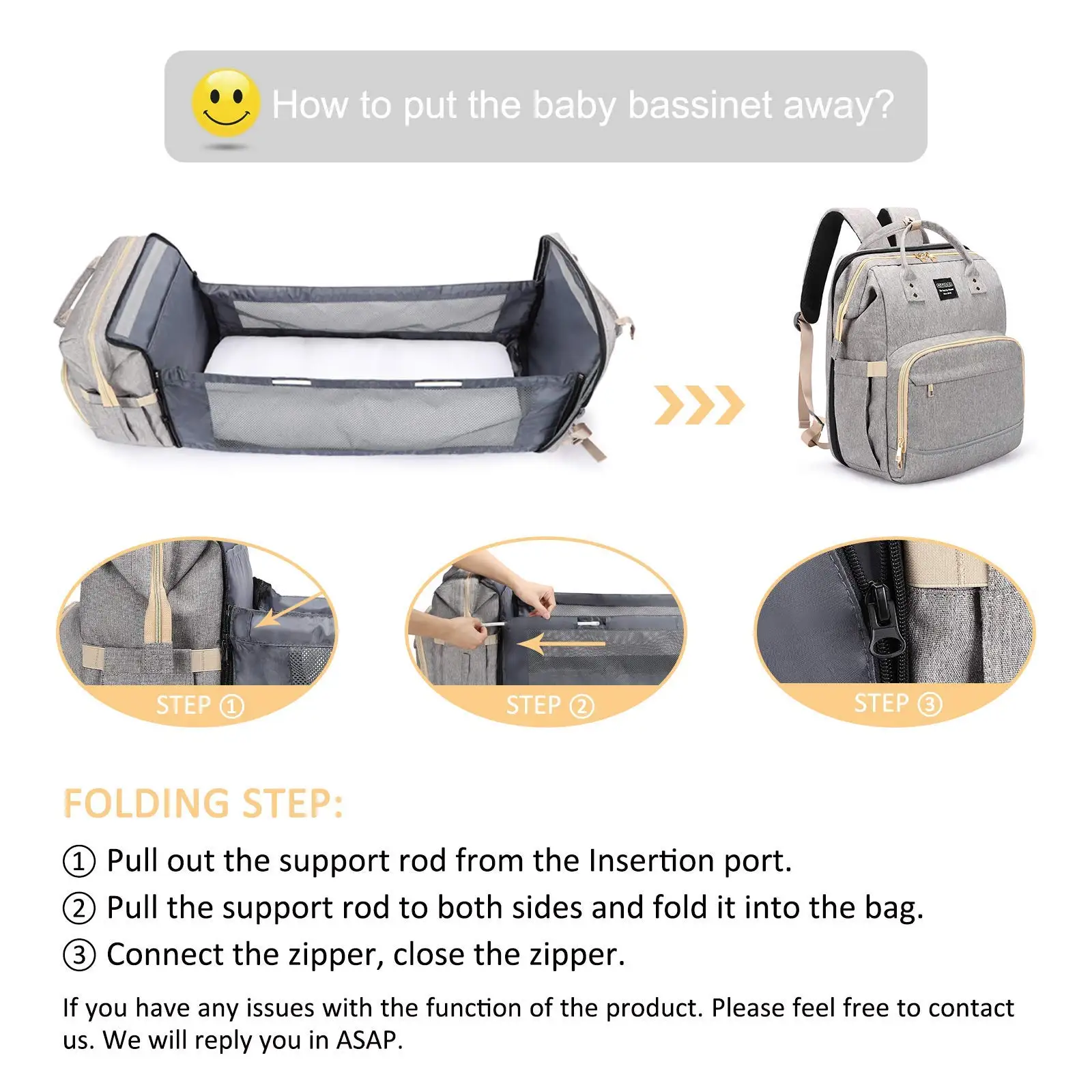 

Diaper Bag Backpack with Travel Bassinet Detachable Foldable Baby Bed for Toddler Nappy Bag Changing Station Travel Baby Bag