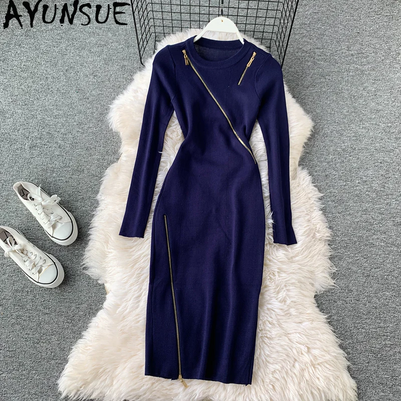 AYUNSUE 2020 Новое вязаное платье женский корейский свитер осень зима Платье