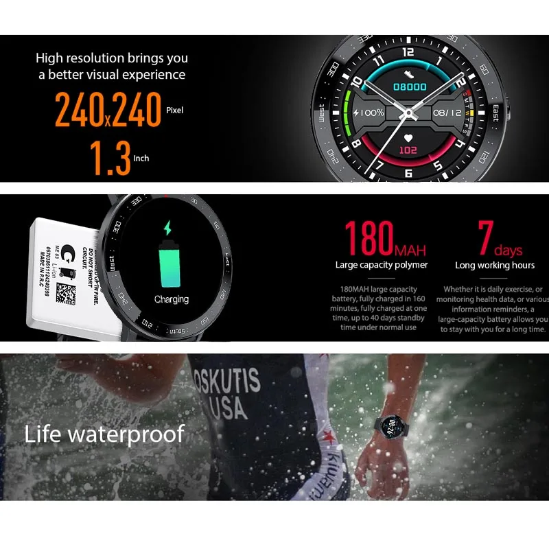 

LIGE Full Screen Touch Smart Watch Men Heart Rate Monitor HD Waterproof Smart Bracelet Women Sports Smartwatch For Android iOS