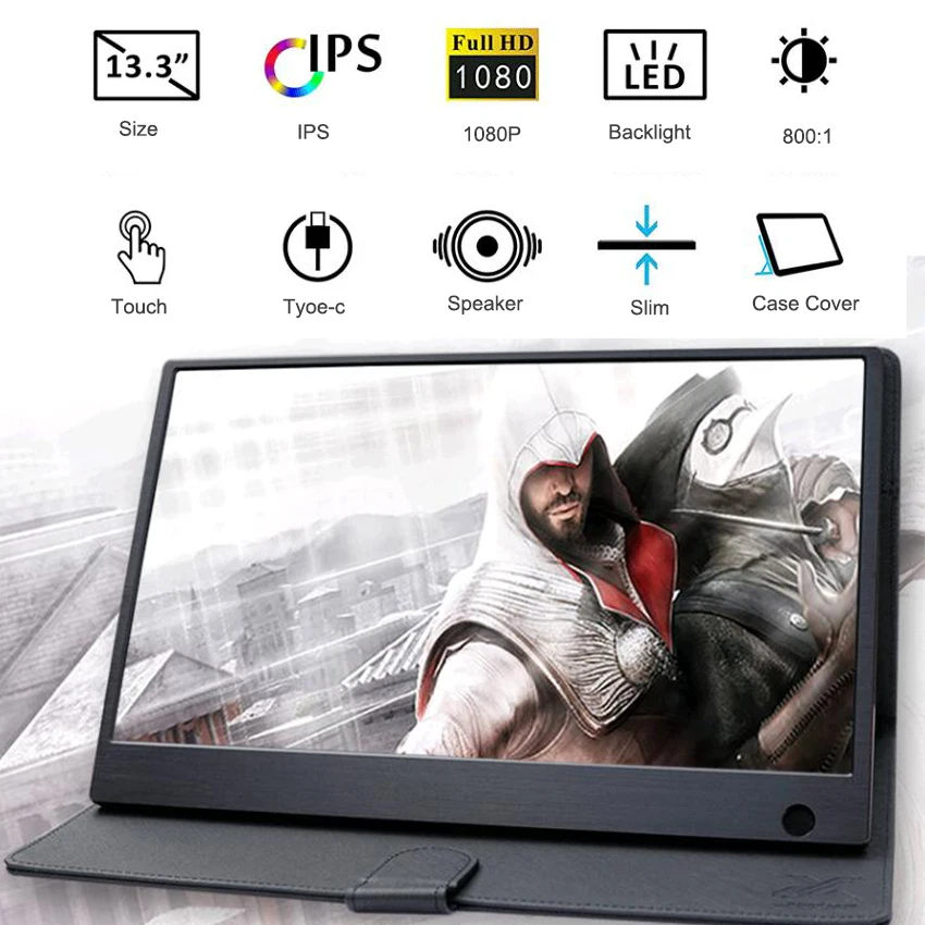Портативный сенсорный монитор WIMAXIT M1330CT2 13 3 дюймовый IPS ультратонкий 1080 10 точечный
