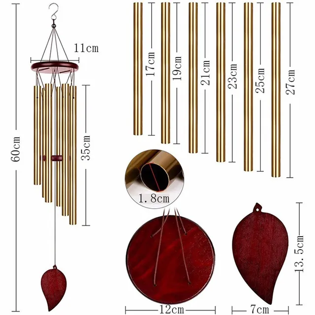 LELAMP Carillons éoliens 1 PC Or Musical Carillon éolien 12 Tubes Tuyau carillons  éoliens Cloches décor pour Salon Chambre à Manger café Boutique carillons  éoliens Tubes pour Jardin Extérieur : : Jardin