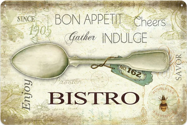 

Металлический жестяной знак для столовых приборов, 8x12 дюймов