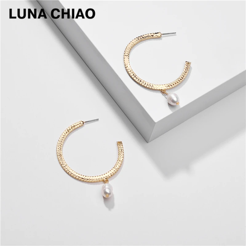 Серьги кольца LUNA CHIAO женские трендовые ювелирные украшения под золото с