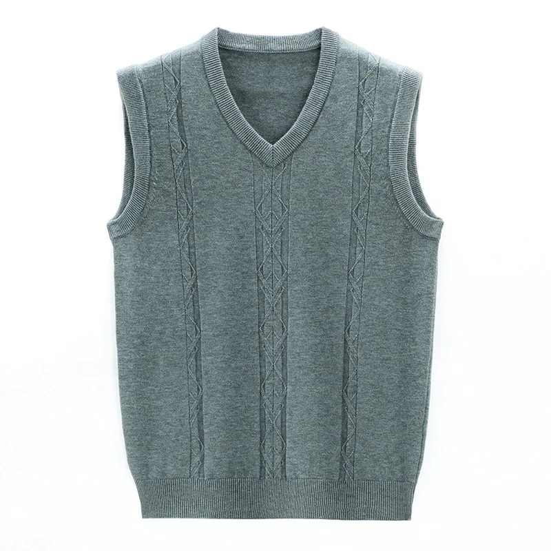 

Autumn Spring V-neck Wool Vest Men Clothes Solid Sleeveless Warm Slim Fit New Arrival Sweater Kni Casual Cashmere Male Clothing